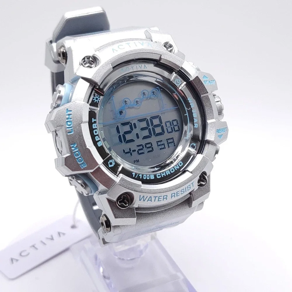 Activa Summit ACW8082-025 Silver Digital Sport Watch 50mm New